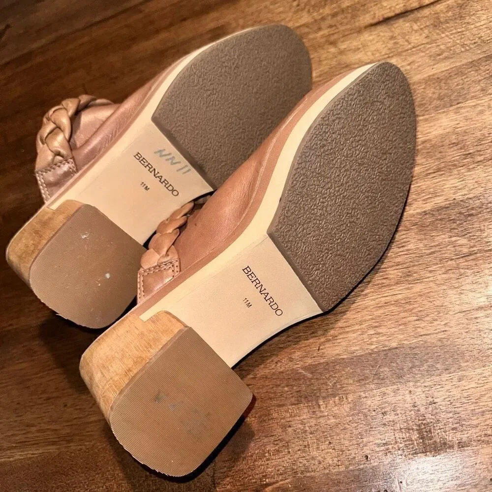 Bernardo Saffia Wood Leather Clog/Mule